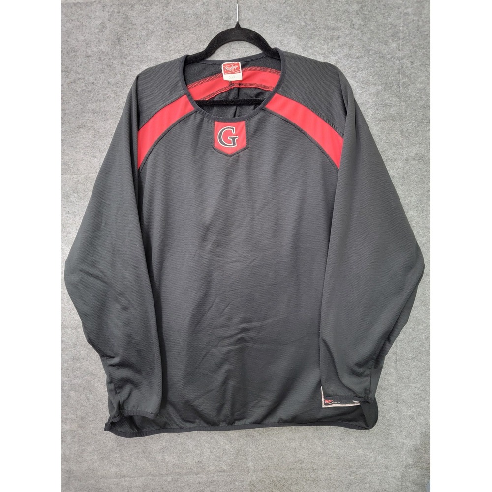 Vintage Rawlings Red & Black Long Sleeve Jersey 2XL Athletic Shirt G Logo
